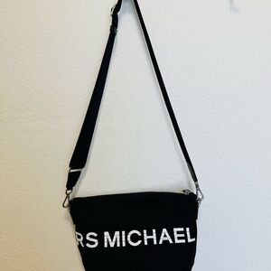 Michael Kors Kenly Large Graphic Logo Nylon Crossbody Bag - Black/White